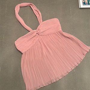 Zara Pink Pleated Knot Top
